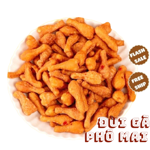 Snack Đùi Gà Sấy Phô Mai Bánh Quẩy Đùi Gà Phô Mai 500GR - Giòn Tan Thơm Ngon Thành Phần Bột Mì Bơ Đường Ớt Vị Phô Mai Xuất Xứ Việt Nam