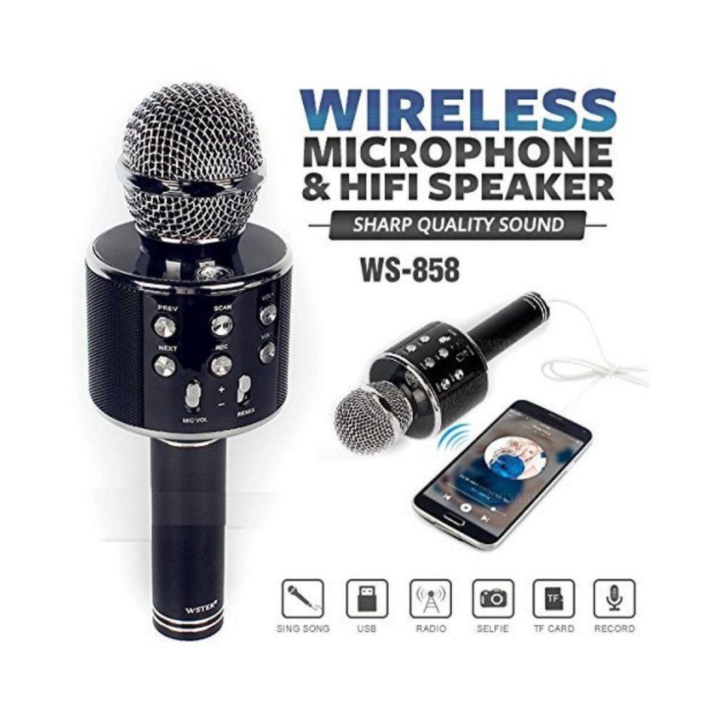 (SỈ) Mic Hát Karaoke Kèm Loa Bluetooth WS-858 Đa Năng