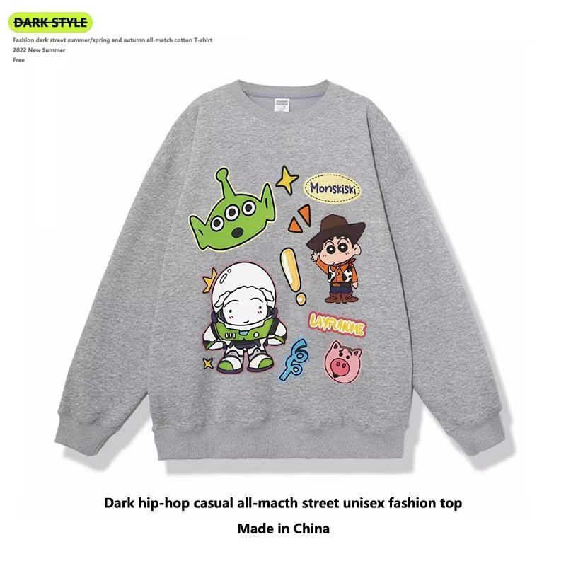 MAYCHEER Crayon Shin-chan Japanese cute cartoon printed sweater Unisex style pullover sweater casual long sleeves