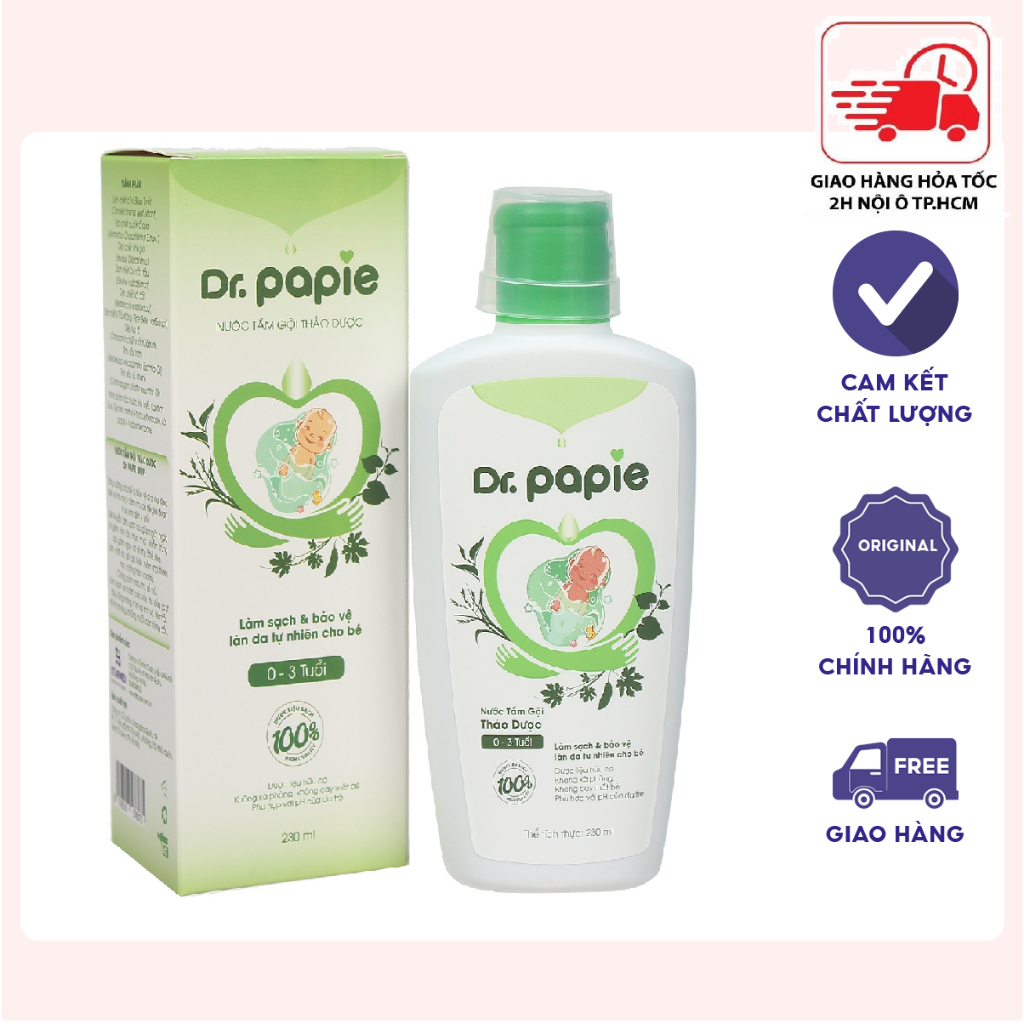 Nước tắm gội thảo dược dr papie 230ml