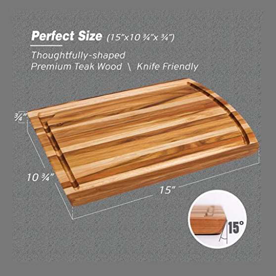 [Freeship MAX] Thớt Gỗ Teak Nhập Khẩu Cao Cấp Size To Kích Thước 455 x 355 x 25 mm - Thớt Gỗ Tự Nhiên Kháng Khuẩn Chống Ẩm Mốc Rã Đông Nhanh Không Xước Dăm Không Mùn Gỗ Dùng Thái Chặt Trang Trí Đồ Ăn Kiểu Dáng Vintage Decor