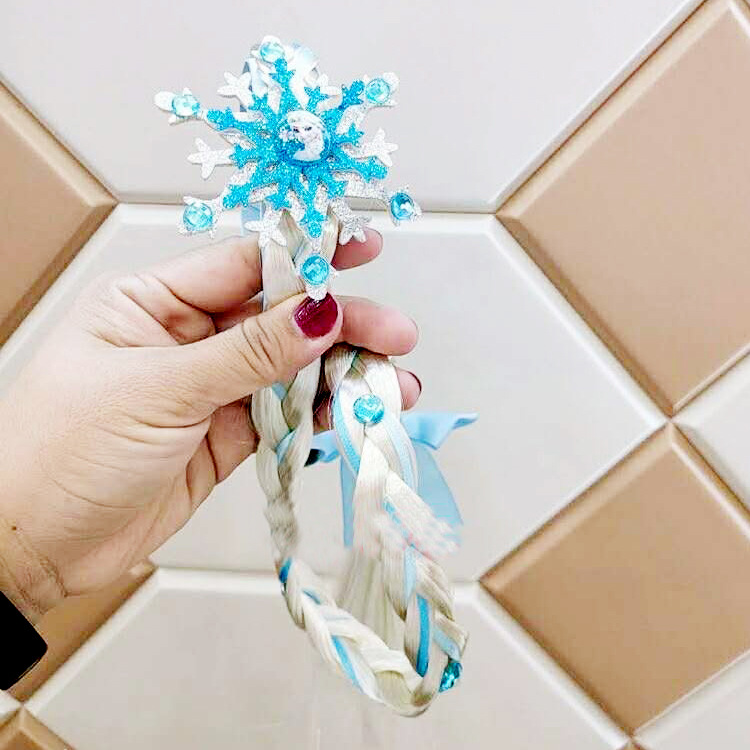 Bờm tóc giả Elsa gắn vương miện cho bé