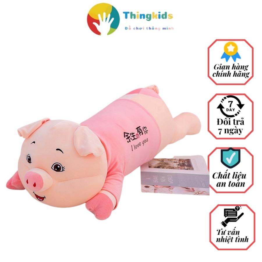 Gấu bông heo nằm áo hồng siêu dễ thương size to - thingkids