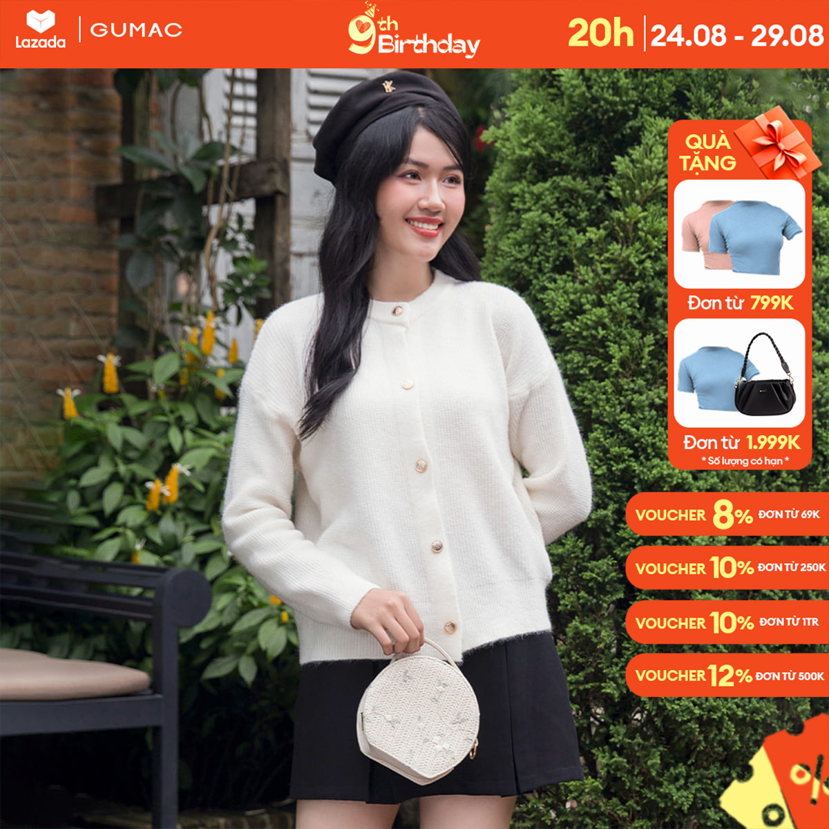 Áo khoác len cổ tròn ad11048 thời trang gumac