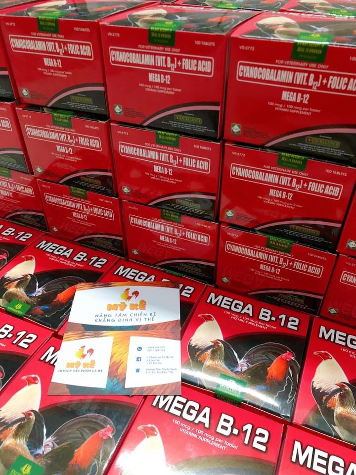 Mega B12, cung cấp vitanmin cho gà, vĩ 10 viên