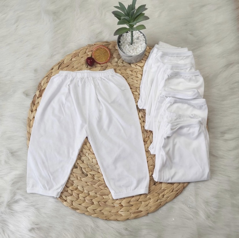 Set 5 Quần dài trắng cho bé sơ sinh Bossini