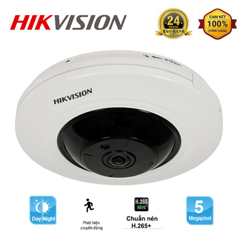 Camera ip hikvision fisheye ds-2cd2955fwd-i hồng ngoại 5mp phát hiên chuyển động, hàng rào.