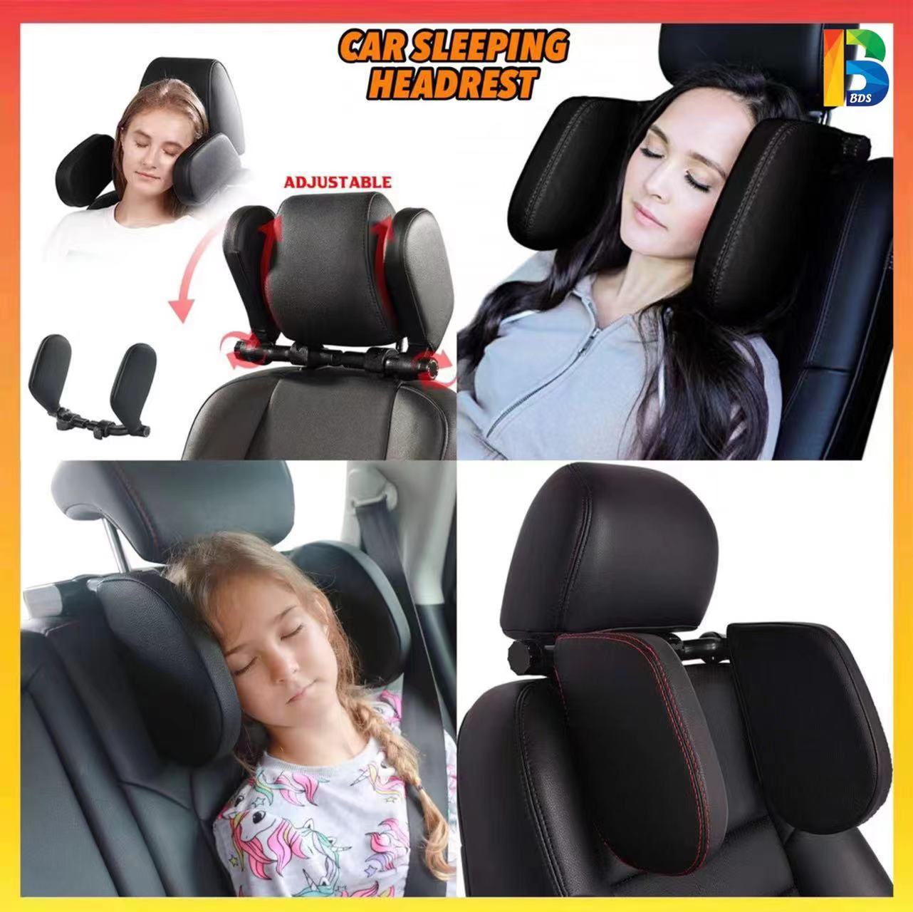 Adjustable Car Seat Headrest Pillow For Travel Sleeping Safety