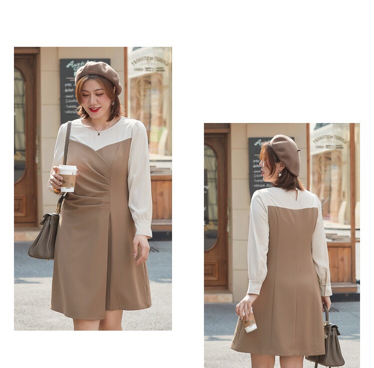 Đầm kiểu phối màu thanh lịch bigsize cao cấp - BSmd322