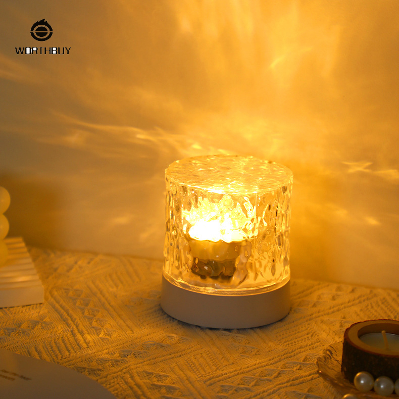 Nightlight ins Dynamic water ripple atmosphere Creative Bedroom bedside flame lamp