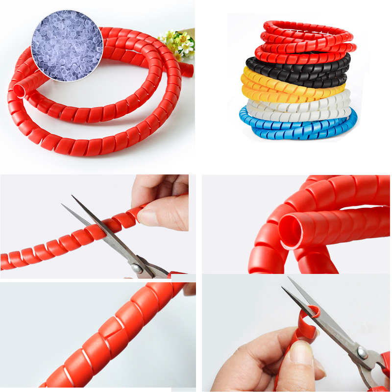 Winding Protector Wire Organizer Cable Pe Flexible Spiral Wrap Winding Motorcycle Wire ...