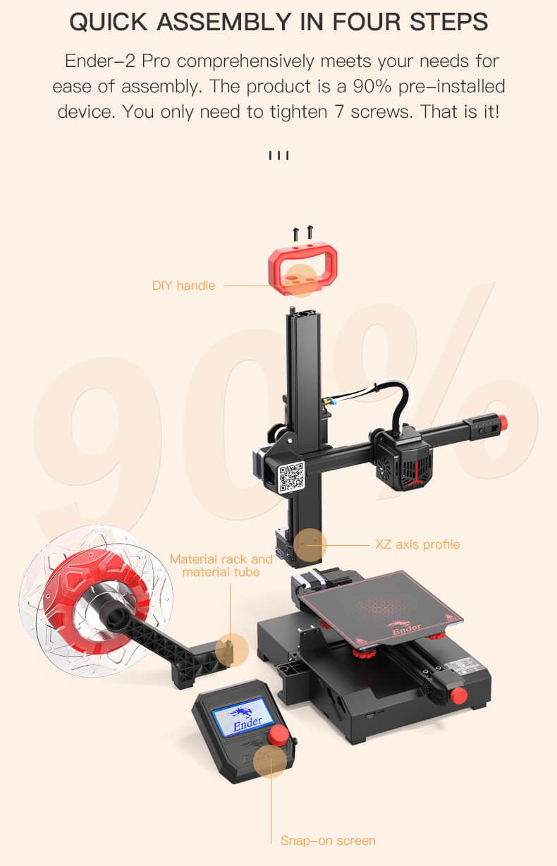 Máy in 3D Creality Ender 2 Pro khổ in 165*165*180mm