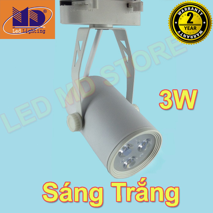 Đèn rọi ray vỏ trắng ánh sáng vàng 3w - md61