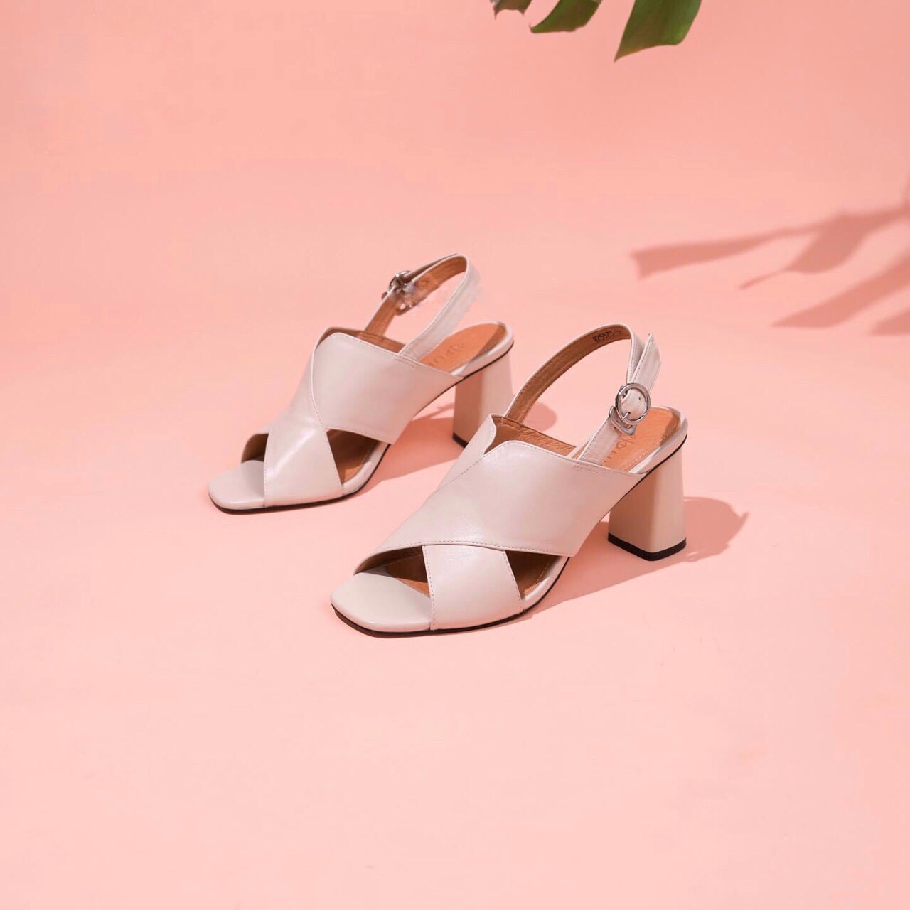 Sandal Nữ Da Thật Gót Trụ Cao 7cm