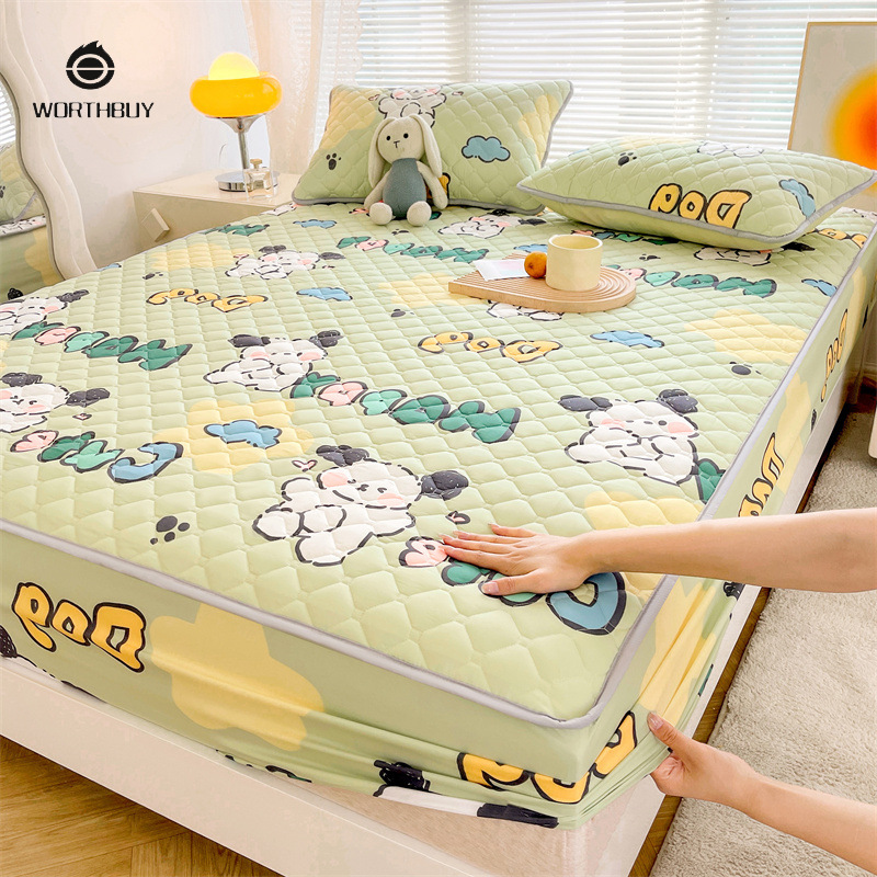 Ga Trải Giường có đệm bông dày loại A Ga Trải Giường tấm bọc bảo vệ nệm Cotton giặt đôi gia dụng