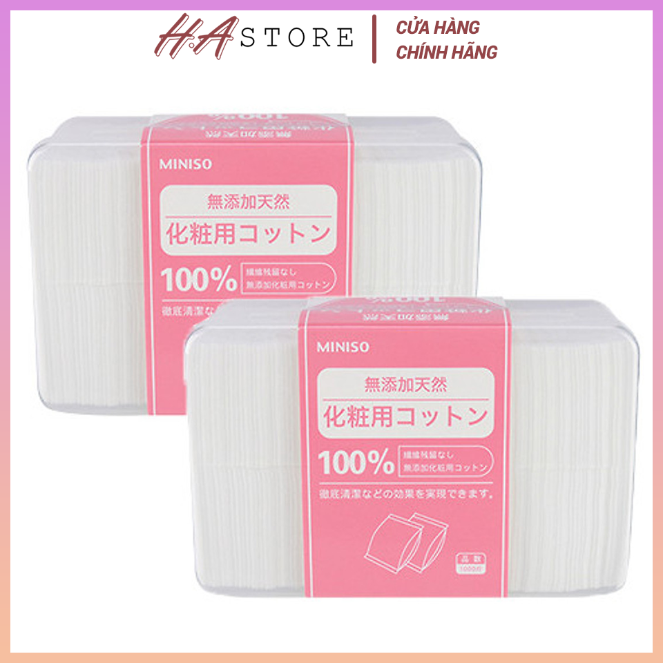 Bông Tẩy Trang Miniso Natural Cotton Pads 1000 miếng nội địa Nhật Cotton 3 lớp làm sạch da