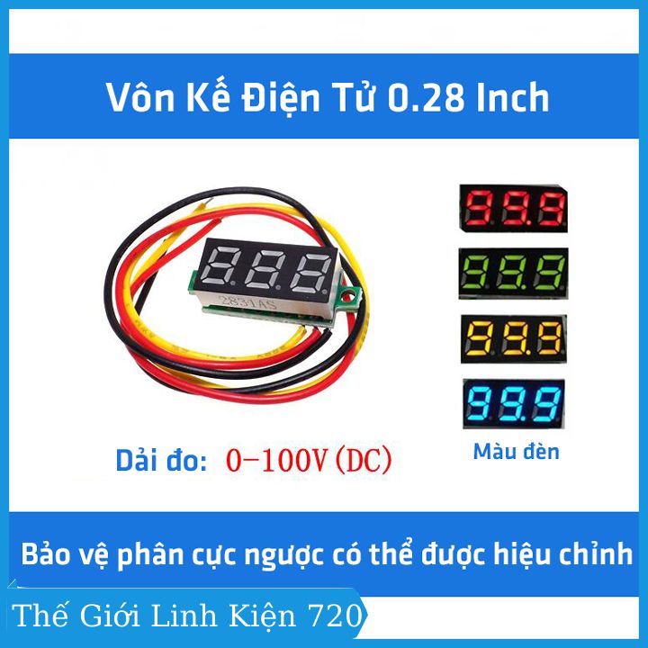Đồng hồ vôn kế điện tử 0.28inch dải đo 0-100vdc