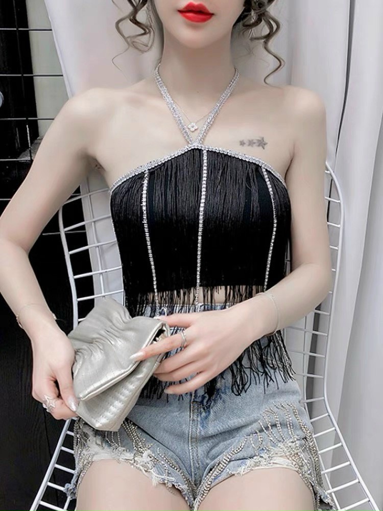 Áo yếm quây tua rua dây đá