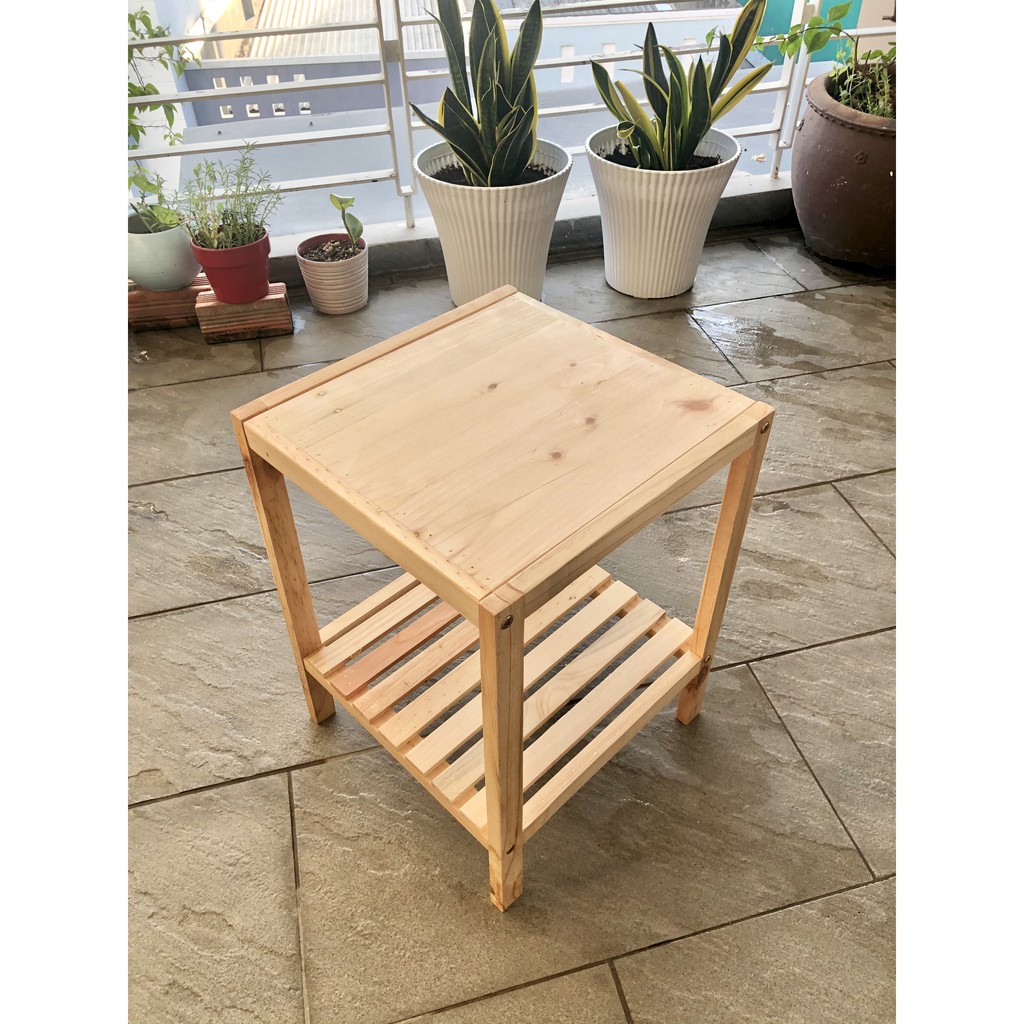 Kệ tab gỗ đầu giường mặt ván 2 tầng Behomes