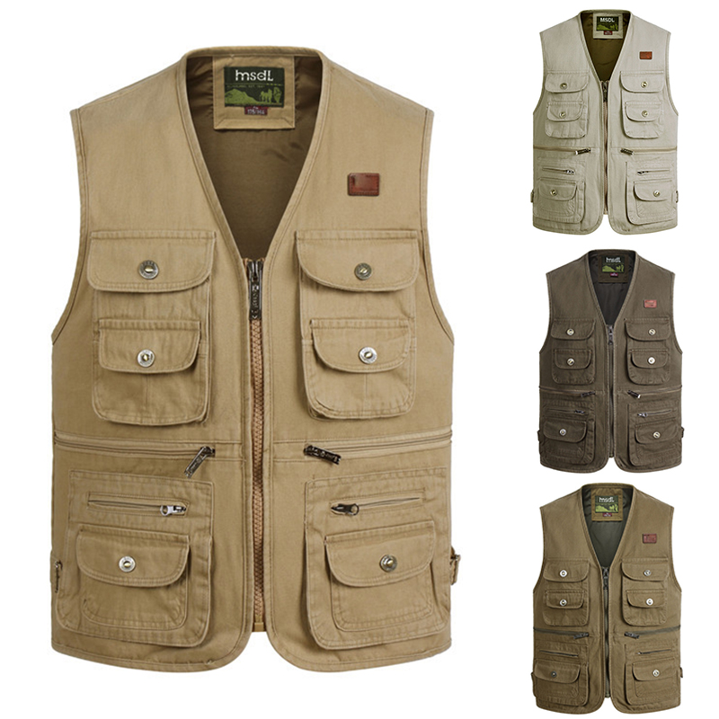 Mens casual vest cotton thick multipocket vest Waistcoats TAP Mall