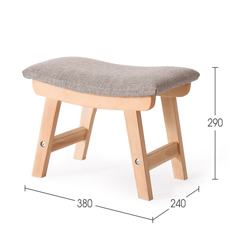 ZUOGUAN Creative bench, simple solid wood shoe changing stool, living room footrest stool, household fabric low stool