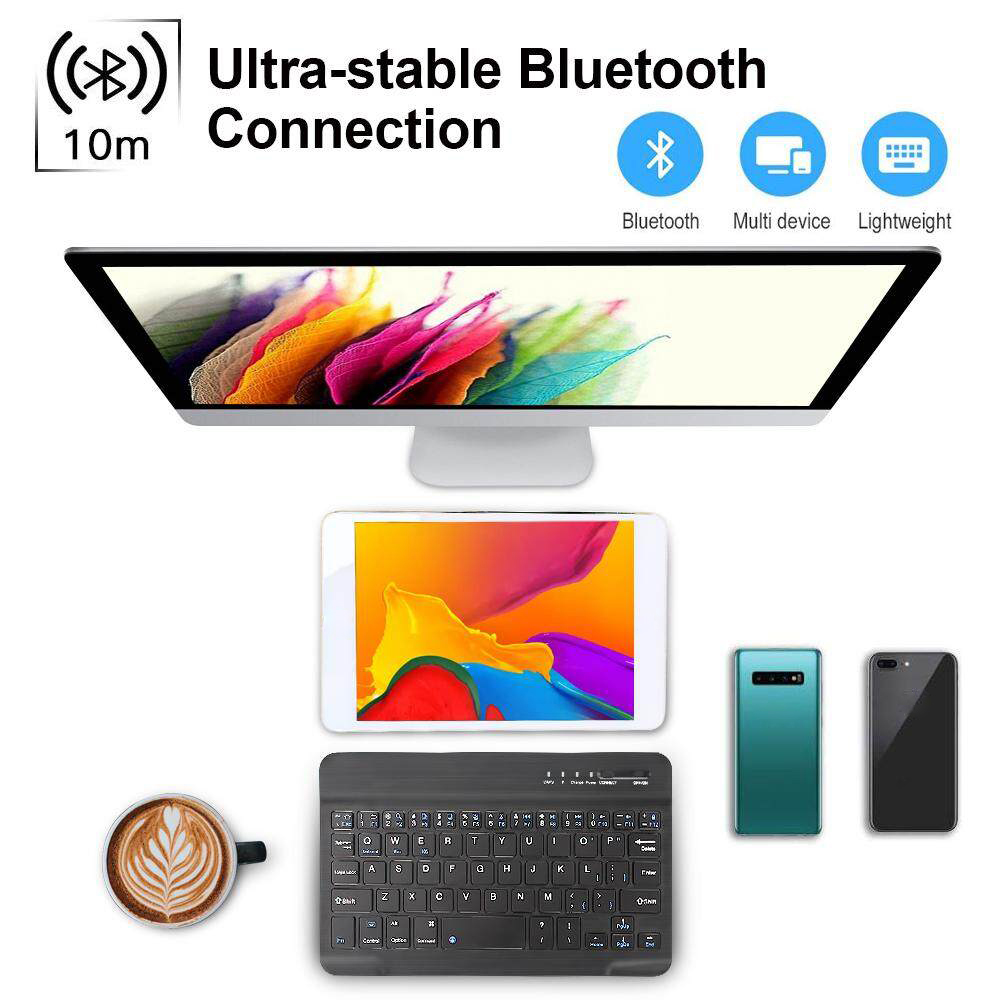 Kebidumei Bàn Phím Không Dây Bàn Phím Bluetooth Bàn Phím Máy Tính Bảng Có Thể Sạc Lại Cho Điện Thoại Hỗ Trợ Android Windows