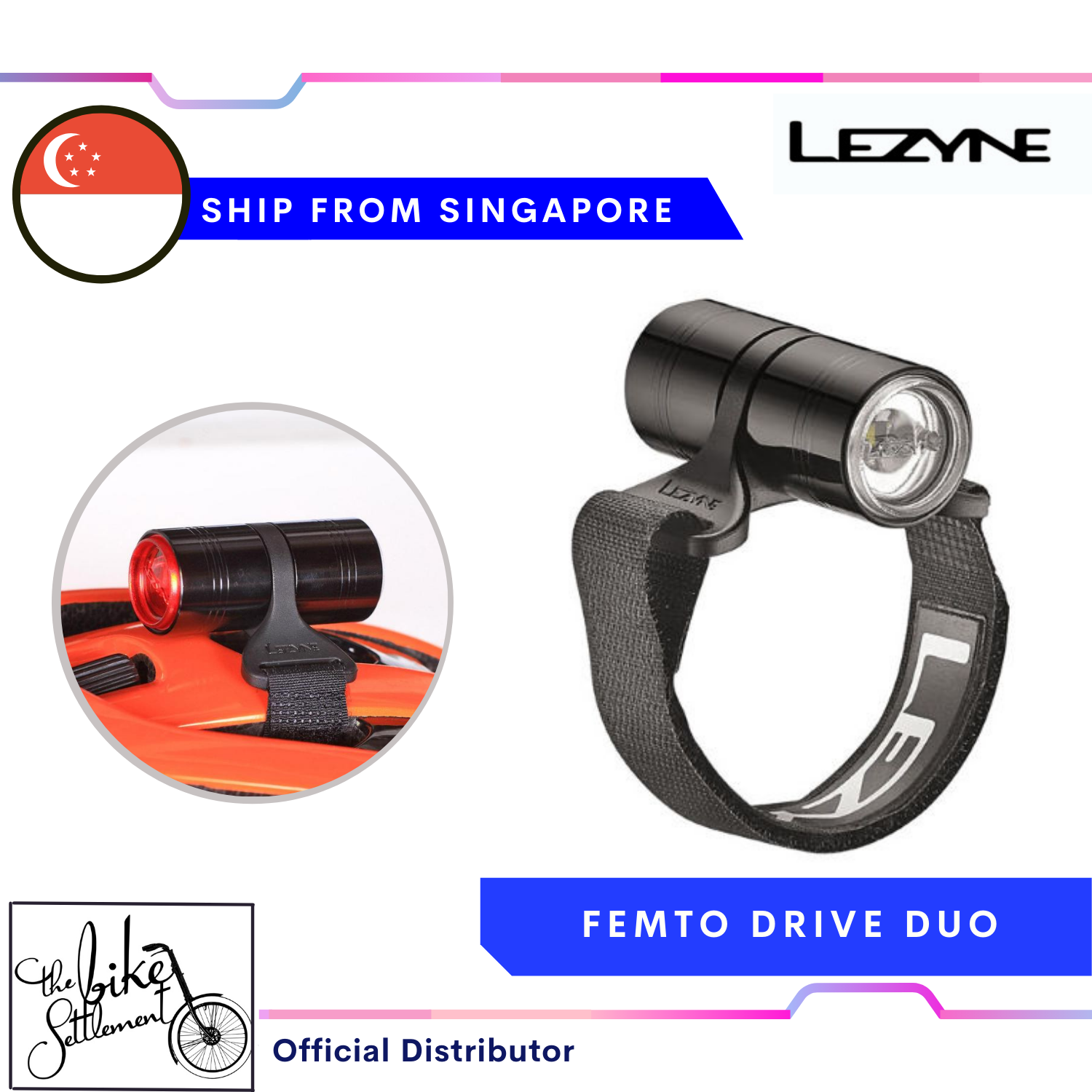 Lezyne Femto Drive Duo Front/Rear Cycling Helmet Light 