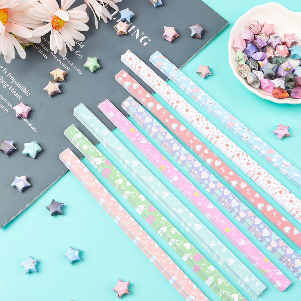 Kawaii 136PCS DIY Origami Outer Space Art Crafts Party Decoration Star Simple Pattern Star Origami Paper Strip Origami Paper Sky Stars Paper. 