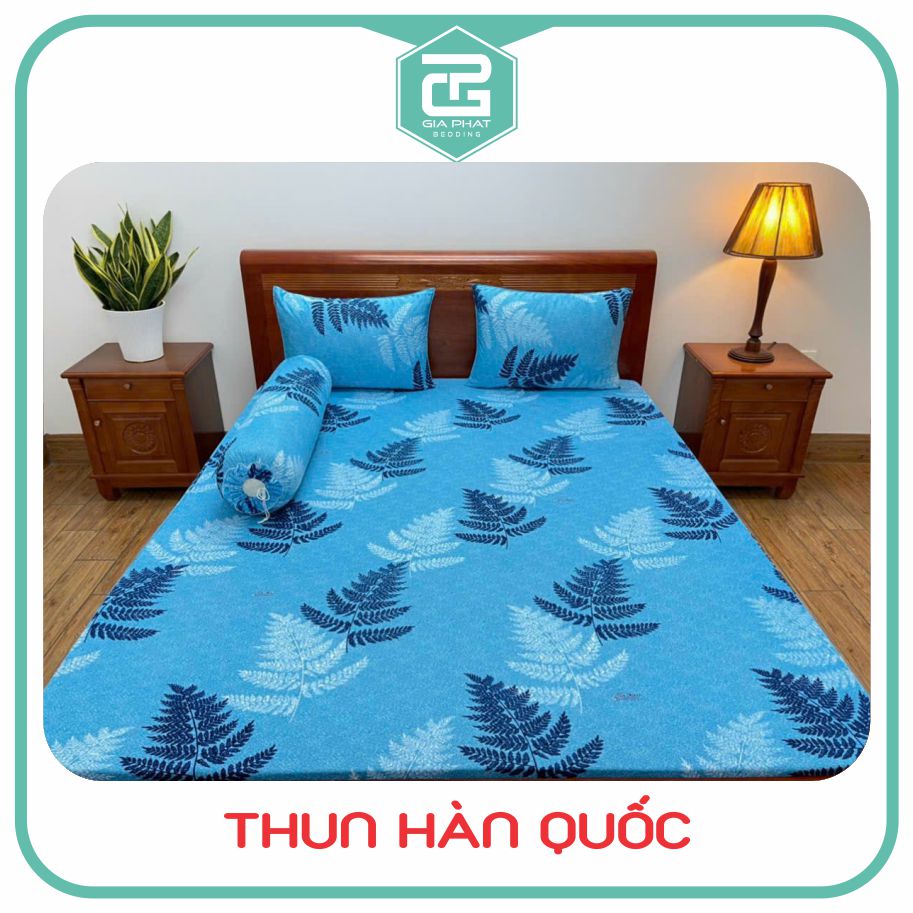 Bộ ga giường, Drap nệm Thun Lạnh Hàn Quốc 4 món (1 ga bọc + 2 vỏ gối nằm + 1 vỏ gối ôm)