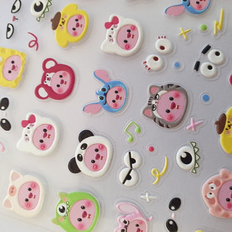 Sticker Lụa Nổi 5D | Hoạt Hình Loopy | Hình Dán Móng Tay