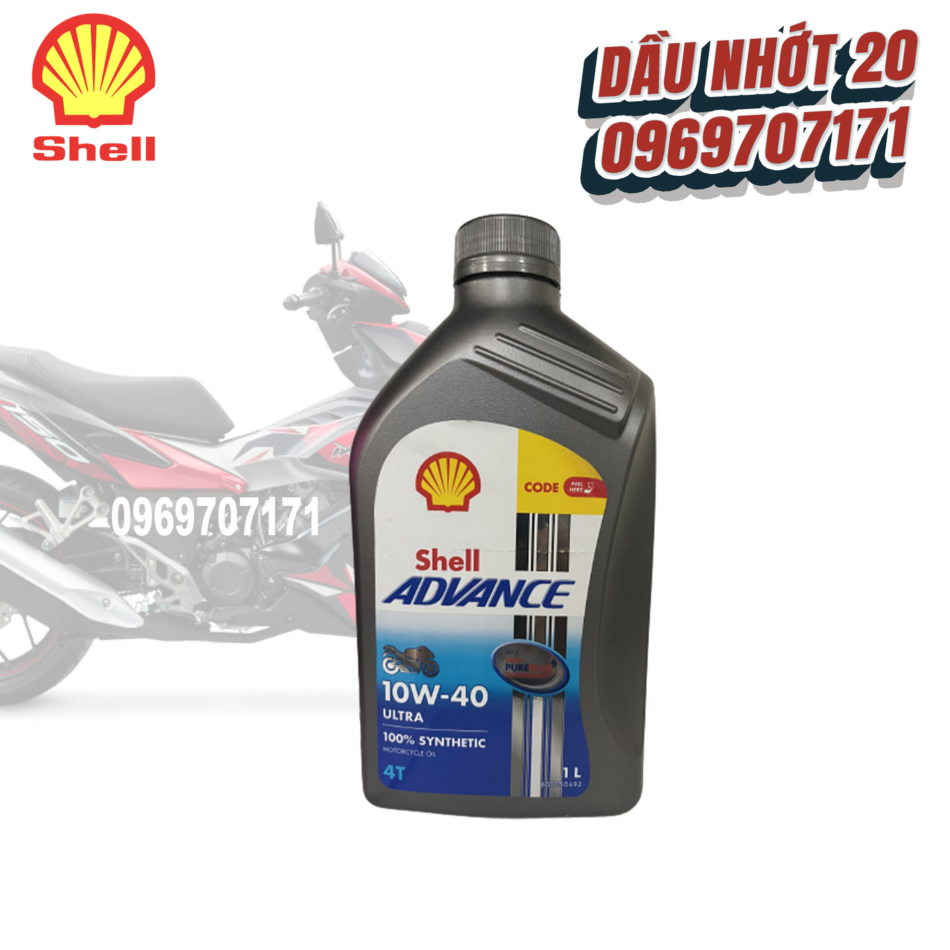 [Có chiết lẻ] Nhớt SHELL ADVANCE ULTRA 10W40 1L tổng hợp xe số, mô tô PKL, PKN cao cấp