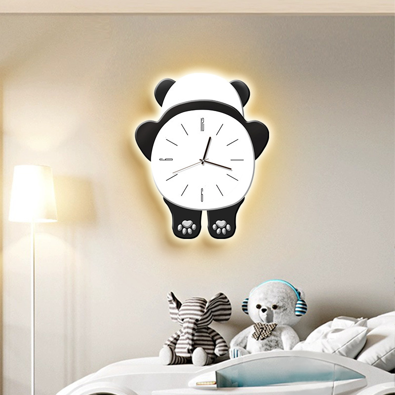 JJT [Miễn Phí Vận Chuyển]Đồng hồ treo tường sáng tạo mô hình gấu trúc đồng hồ Đồng hồ treo tường phòng khách hộ gia đình trang trí nhà hàng đồng hồ không đục lỗ đồng hồ treo tường tường đồng hồ treo tường đồng hồ treo tường Đồng hồ treo tường đồng hồ kỹ t