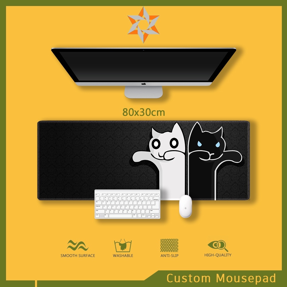 Black white and cat Mousepad Extended Mouse pad Large Gaming