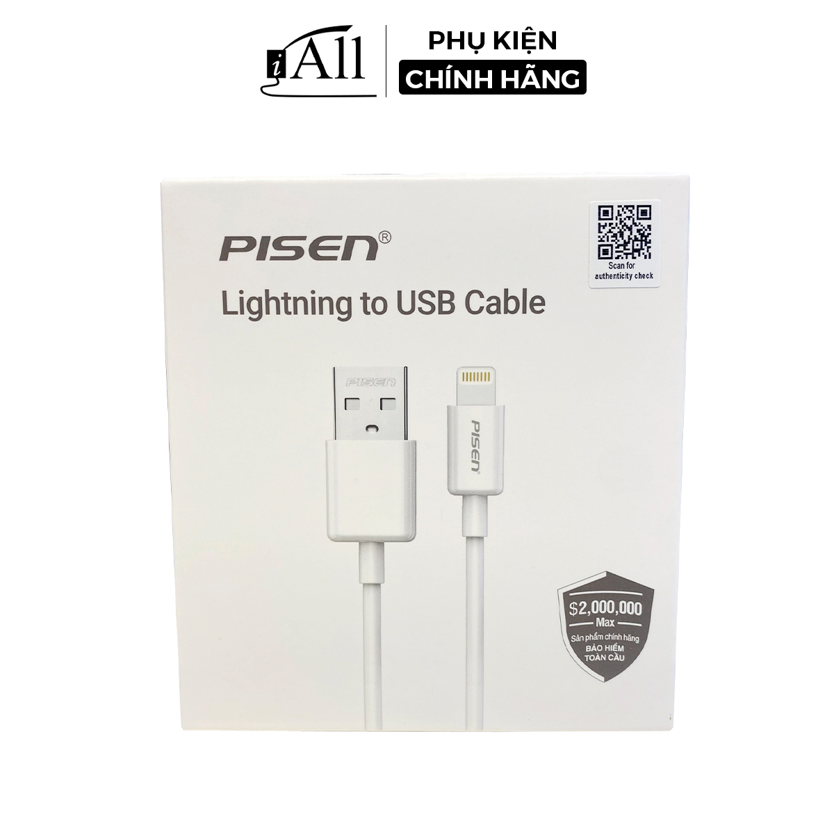 Cáp sạc iphone lightning USB Pisen AL02-800 - iAll Store