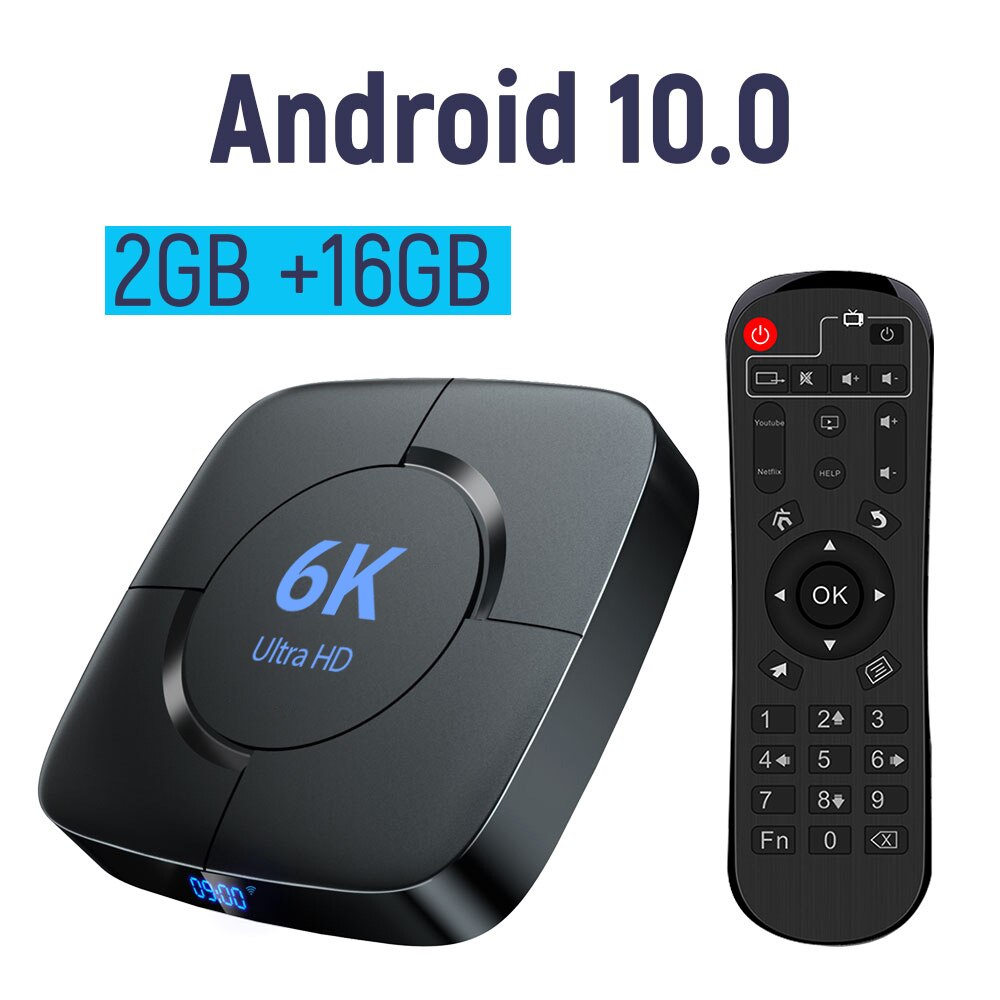 Android tv box android 10 4gb 32gb 64gb 6k tv box h.265 media player 3d video 2.4g 5ghz wifi bluetooth smart tv box set top box