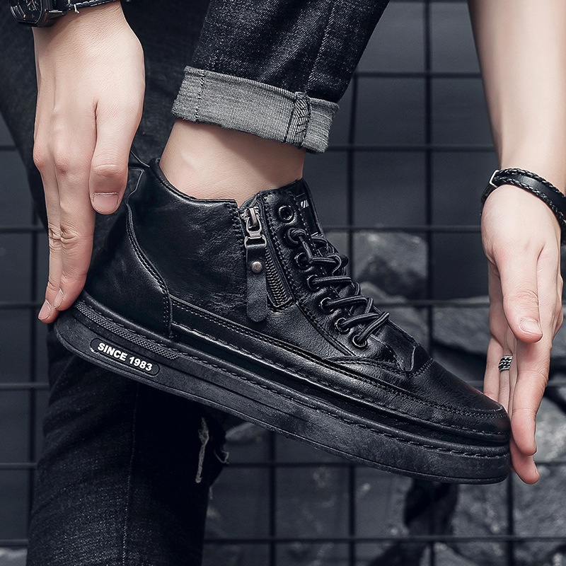 Giày boot namGiày Bốt Martin Da Có Khóa Kéo RKC343