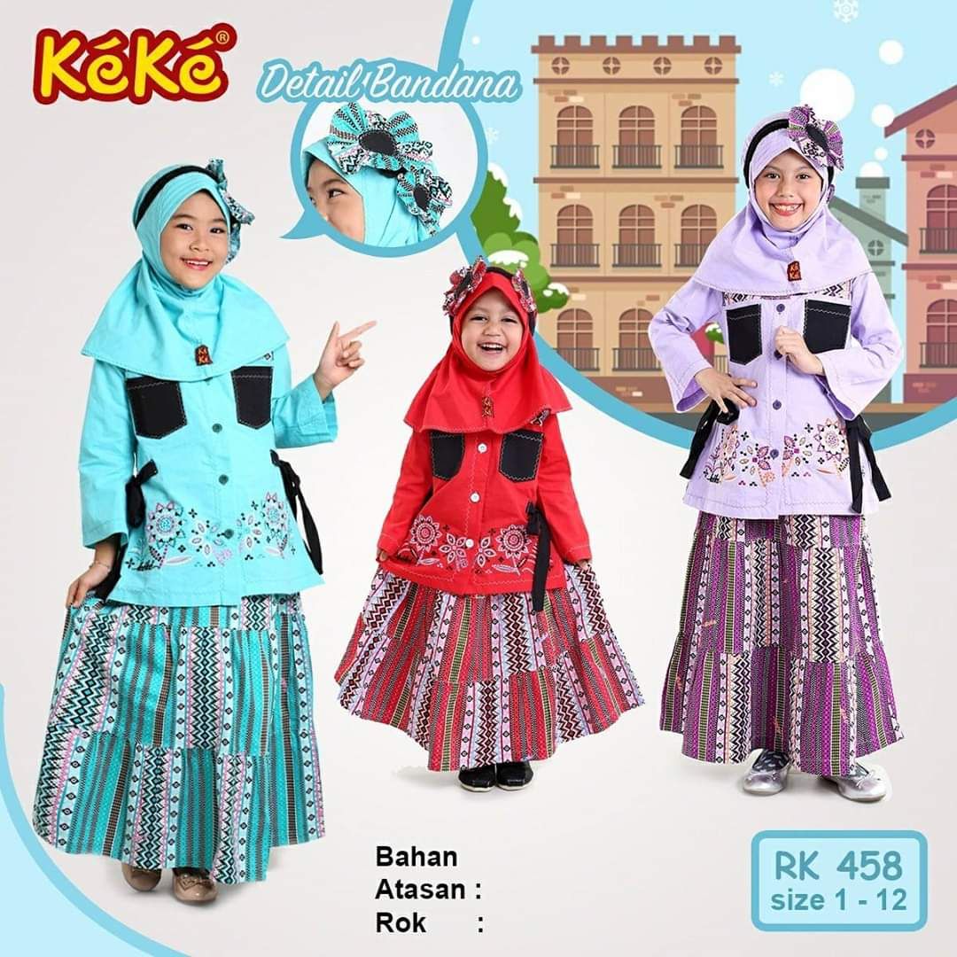 Kekesumut COD RK 458 Baju Muslim Setelan rok blus Anak perempuan Pusat