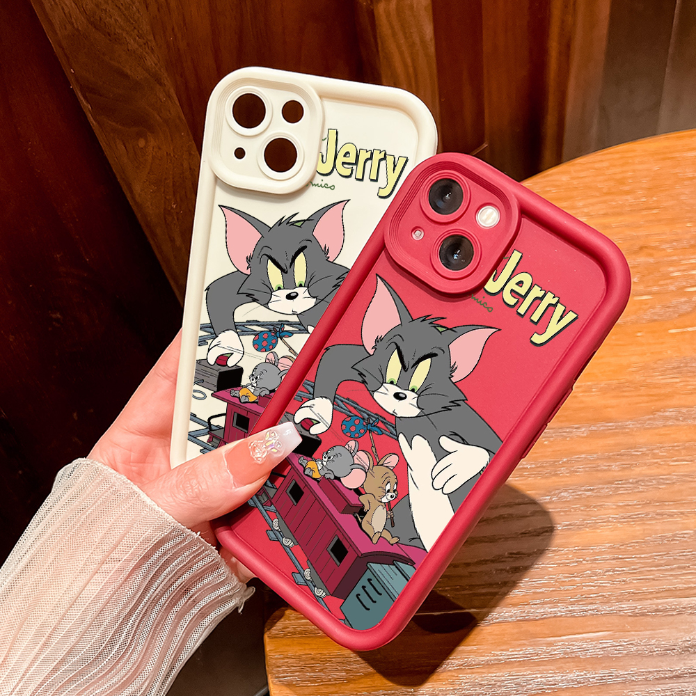 For Infinix Smart 9 Hot 50i Back Cover Cartoon Tom Jerry Pattern Mobile Cover Soft Square Ladder Silicone Phone Case. 