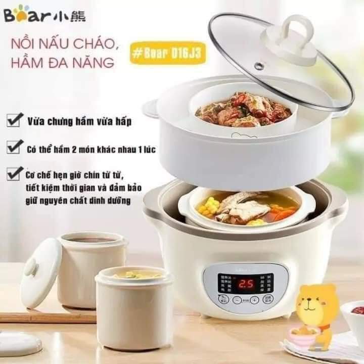 Nồi nấu cháo chậm Bear 0.8-1.6l