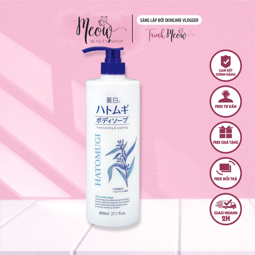 [HCM]HATOMUGI - Sữa tắm trắng da Hatomugi Moisturizing Washing 800ml