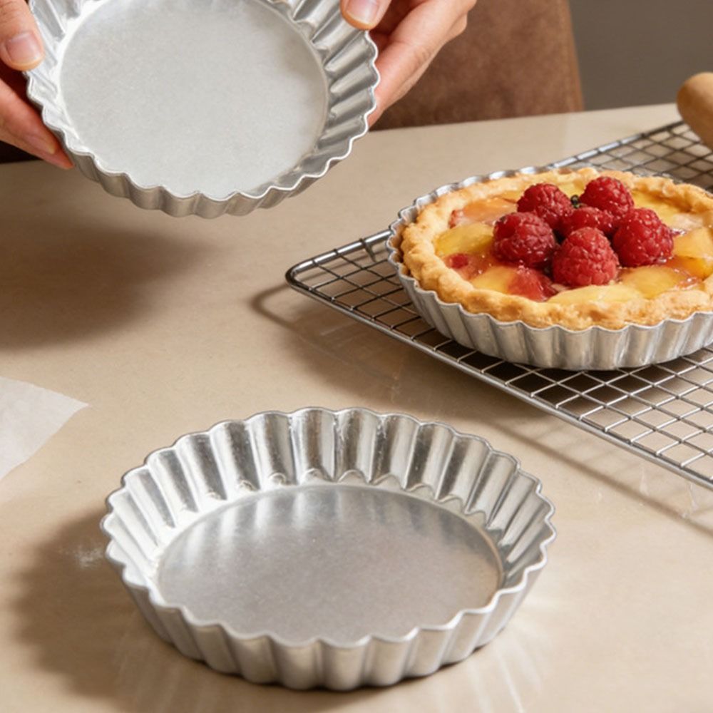 Bakeware Edge-patterned Egg Tart Molds Nonstick Flower Shape Pizza Baking Pan Aluminum Fluted Pie Plate Mould Baking.