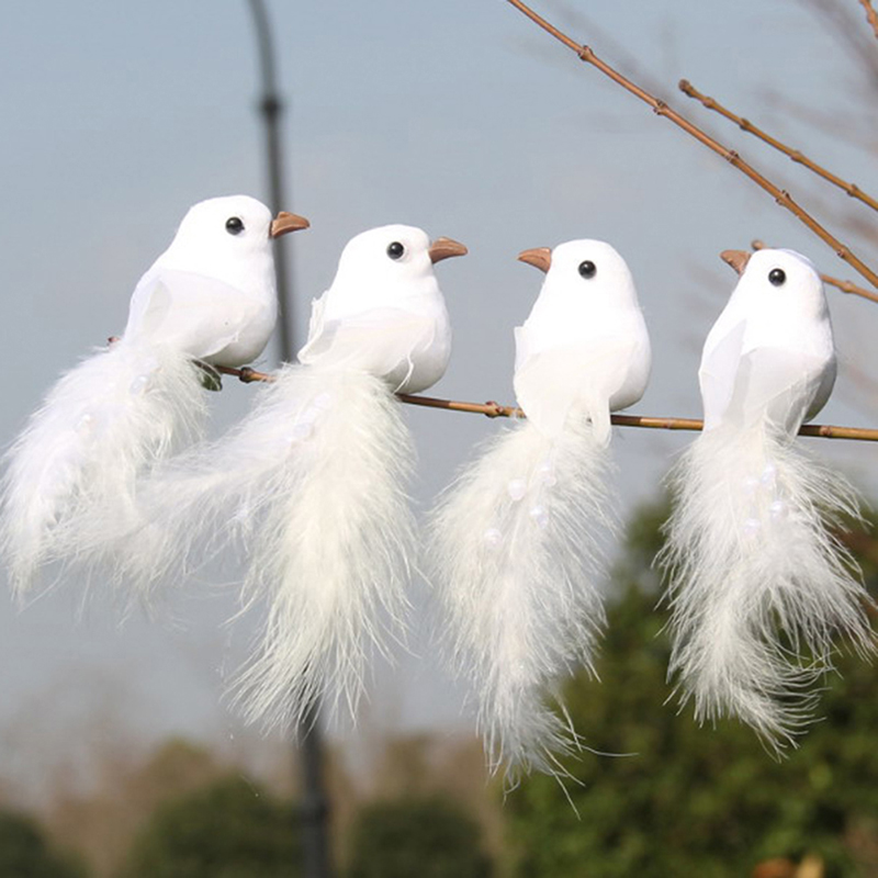 [FU💖] 1Pcs Birds Simulation Artificial Feather Doves Feather Park Mall Ornament