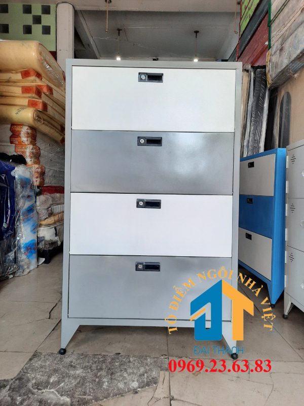 Tủ sắt 4 ngăn cửa bật sơn tĩnh điện bảo an