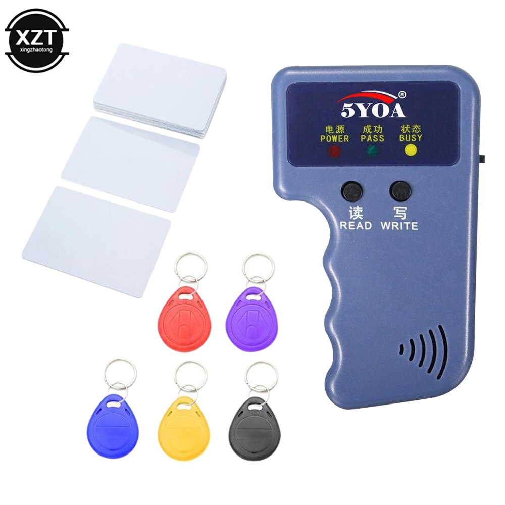 ；‘【。 rfid copier writer duplicator programmer reader handheld 125khz em4100 em4305 t5577 rewritable id keyfobs tags card