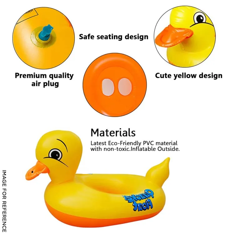 Duck Baby Floats Tube, Inflatable Duck Pool Float, Baby Floating Seat, Children Swim Ring, Kids Inflatable Floats, Yellow Duck Seat Boat for Toddler Without Handle - Random Multicolor & Charecter Art # OFA - DuBo-WoHan-T&G-90300-0004. 