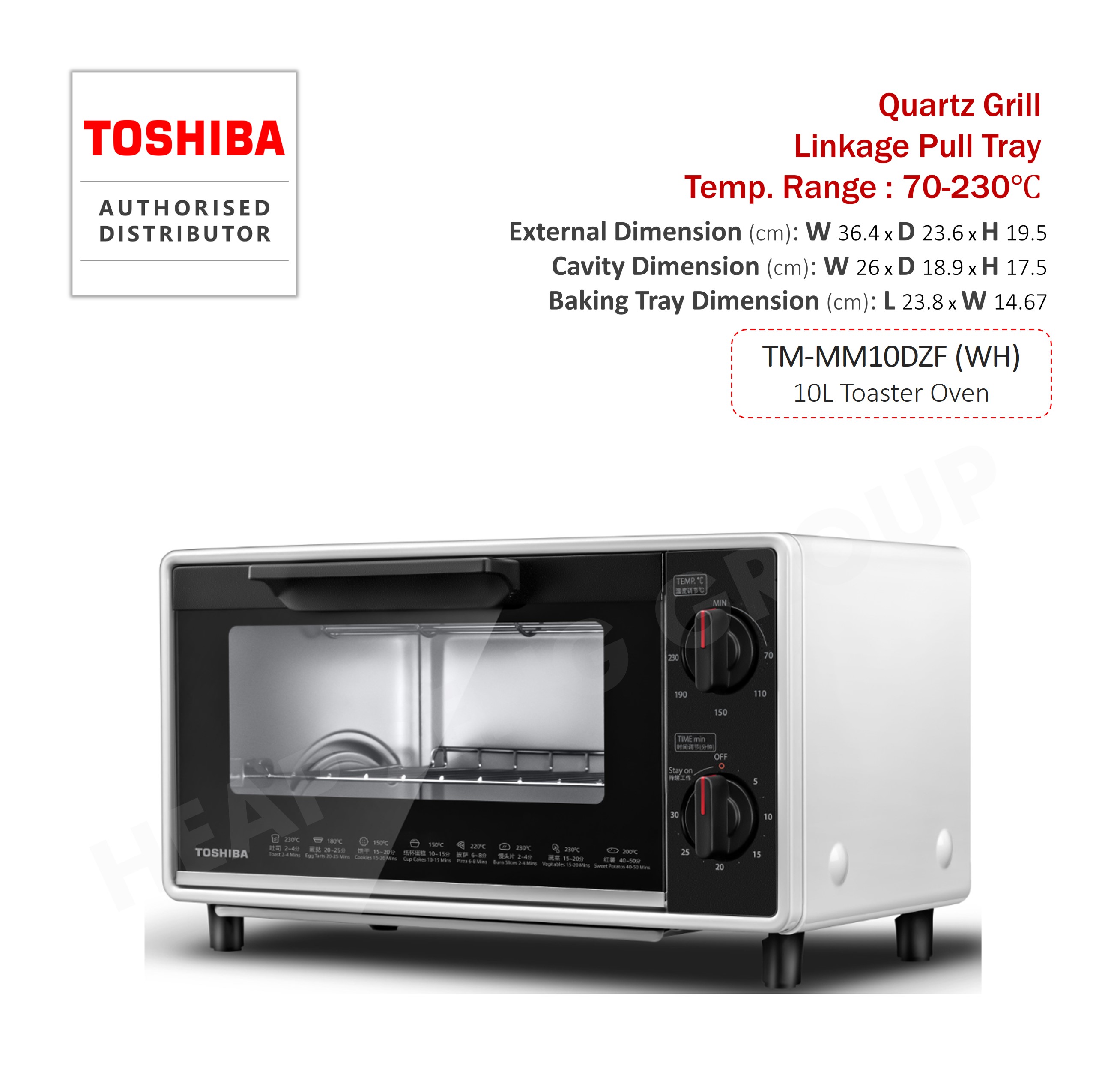 Toshiba 10L Toaster Oven TMMM10DZF(WH) (9.9) Lazada Singapore