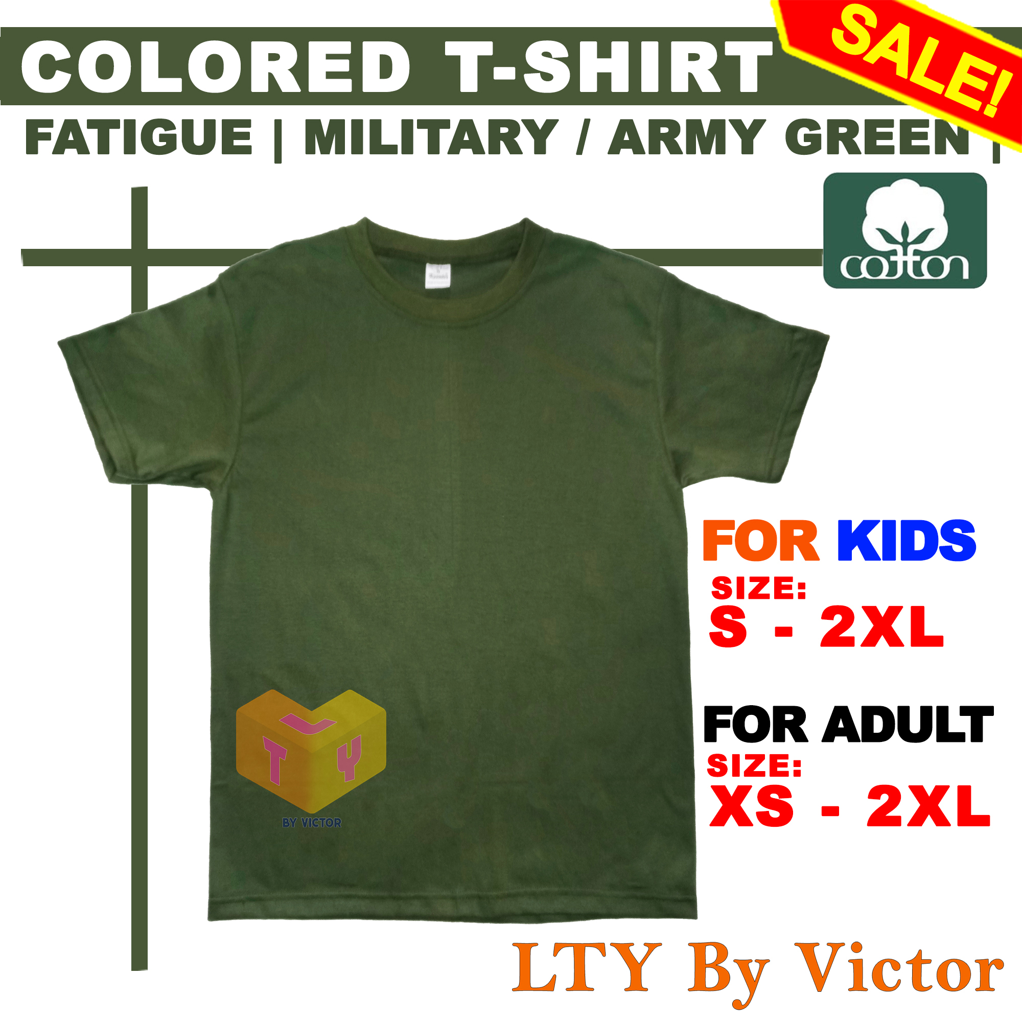 FATIGUE . MILITARY / ARMY GREEN T-SHIRT COTTON BLEND ROUND NECK KIDS -  ADULT TSHIRT UNISEX SHIRT KEENTEX BOY GIRL SHIRTS