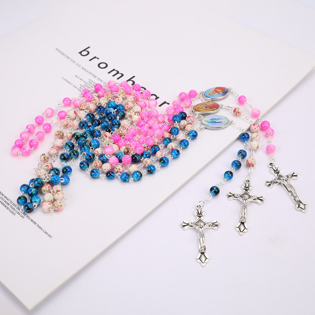 Catholic%20Rosary%20Small%20Size%20Round%20Blue%20Glass%20Beads%20Virgin%20Mary%20Jesus%20Necklace%20XINYAN%20-%20Image%204