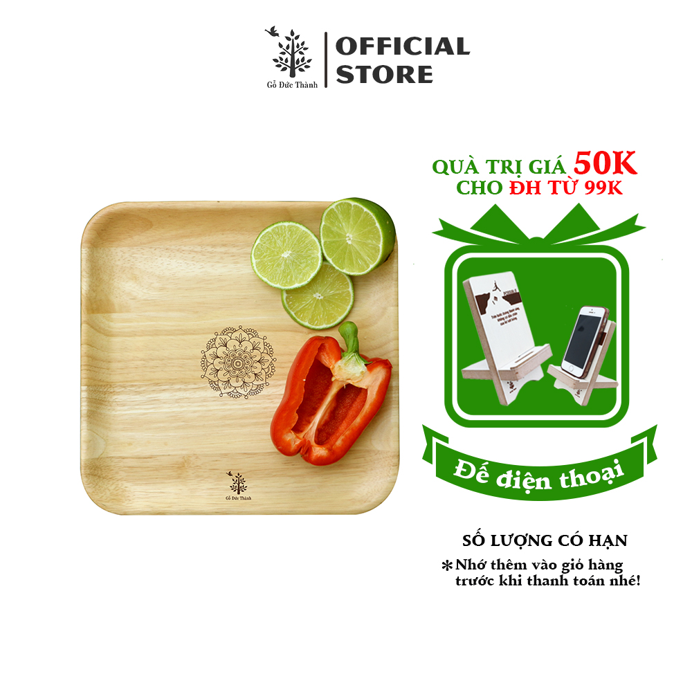 Đĩa gỗ vuông size lớn - Gỗ Đức Thành - 23141