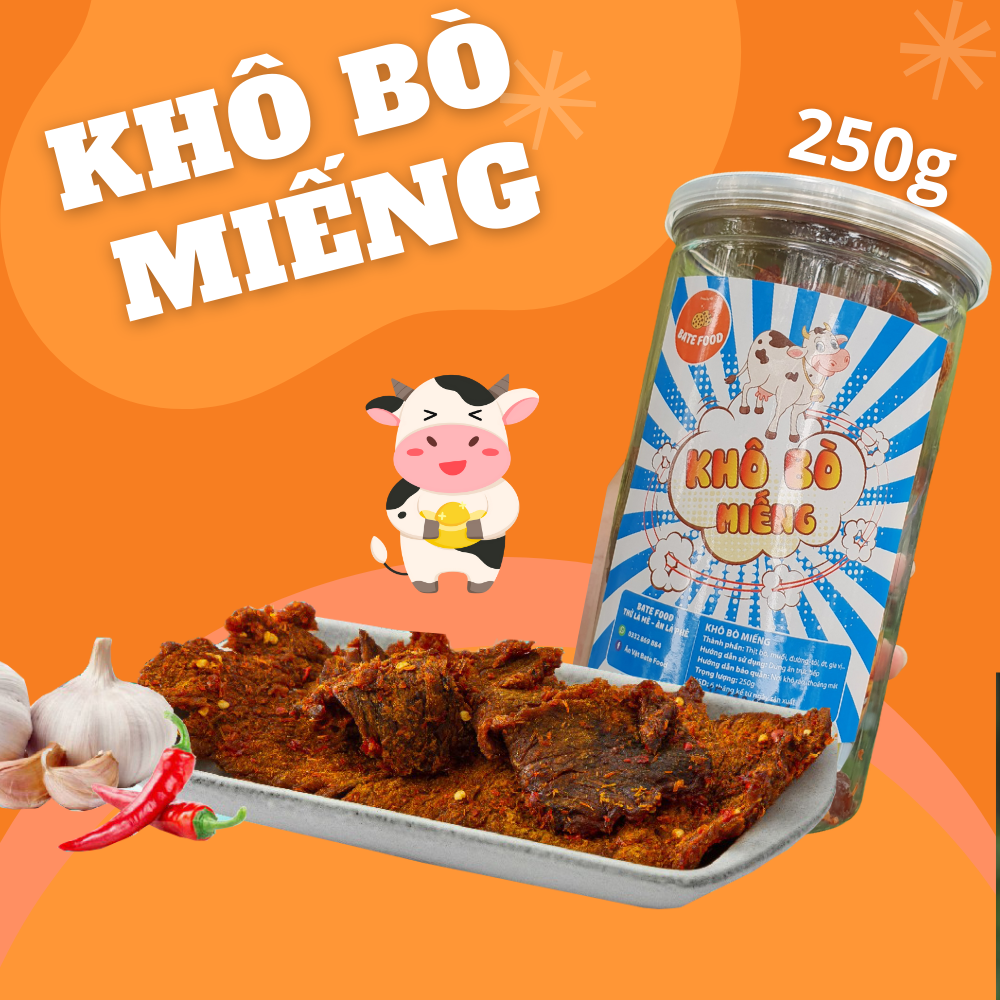 Khô Bò Miếng 250g Siêu Ngon đồ ăn vặt